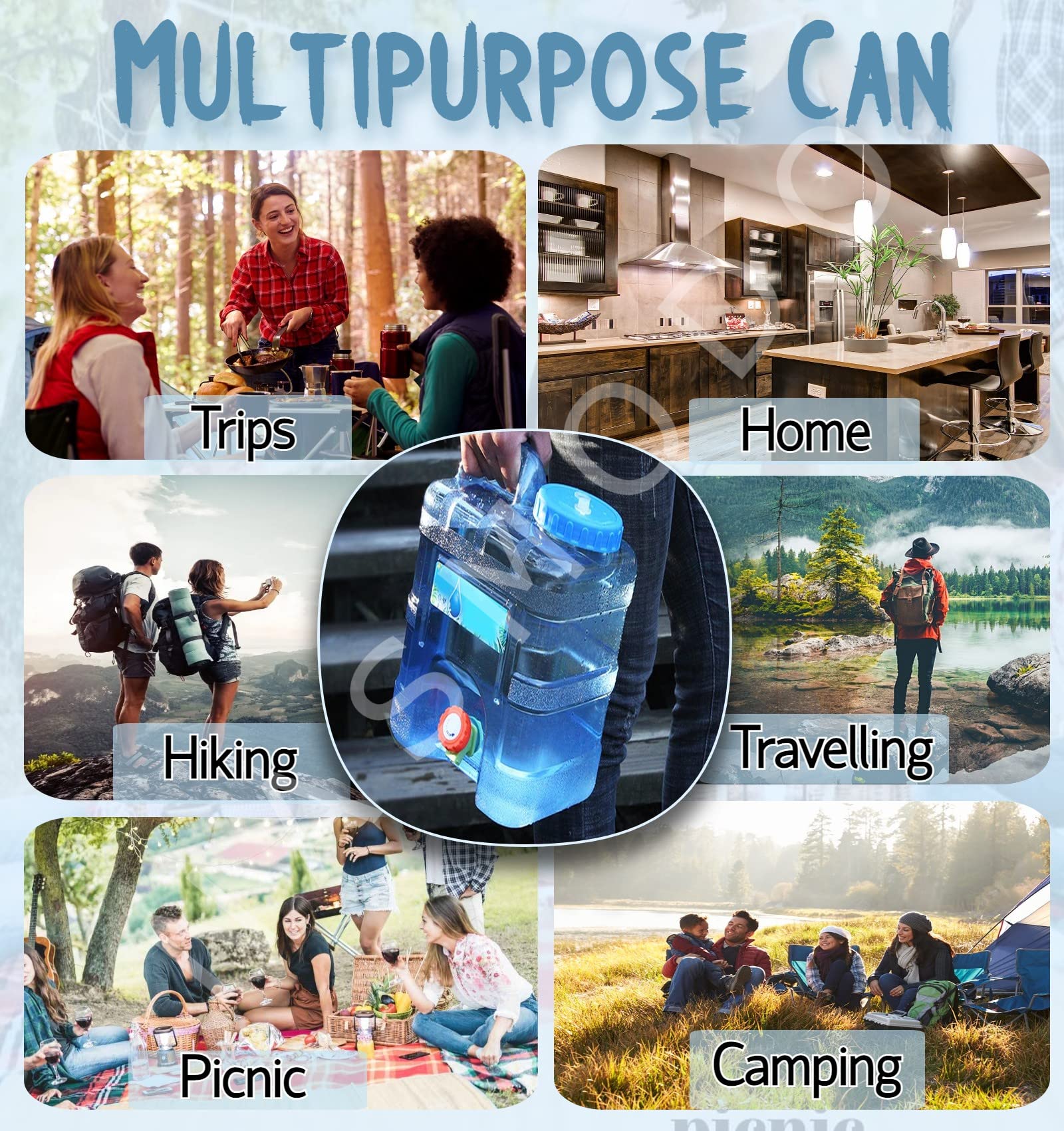 Nasmodo 20 Litre Camping Water Can with Tap Portable Camping Picnic Hiking Camping Water Tank Storage Container for Travelling W